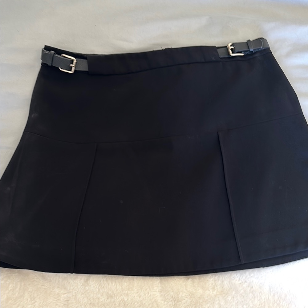 Express Black A-Line Mini Skirt Pleated Work